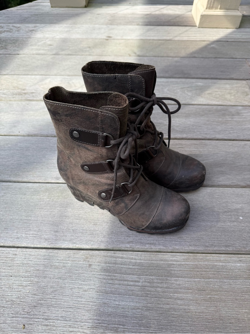 Sorel Brown Lace-Up Women's Winter Rain Boots
